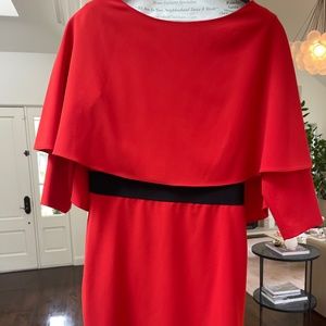 Alice + Olivia Red Caped Dress